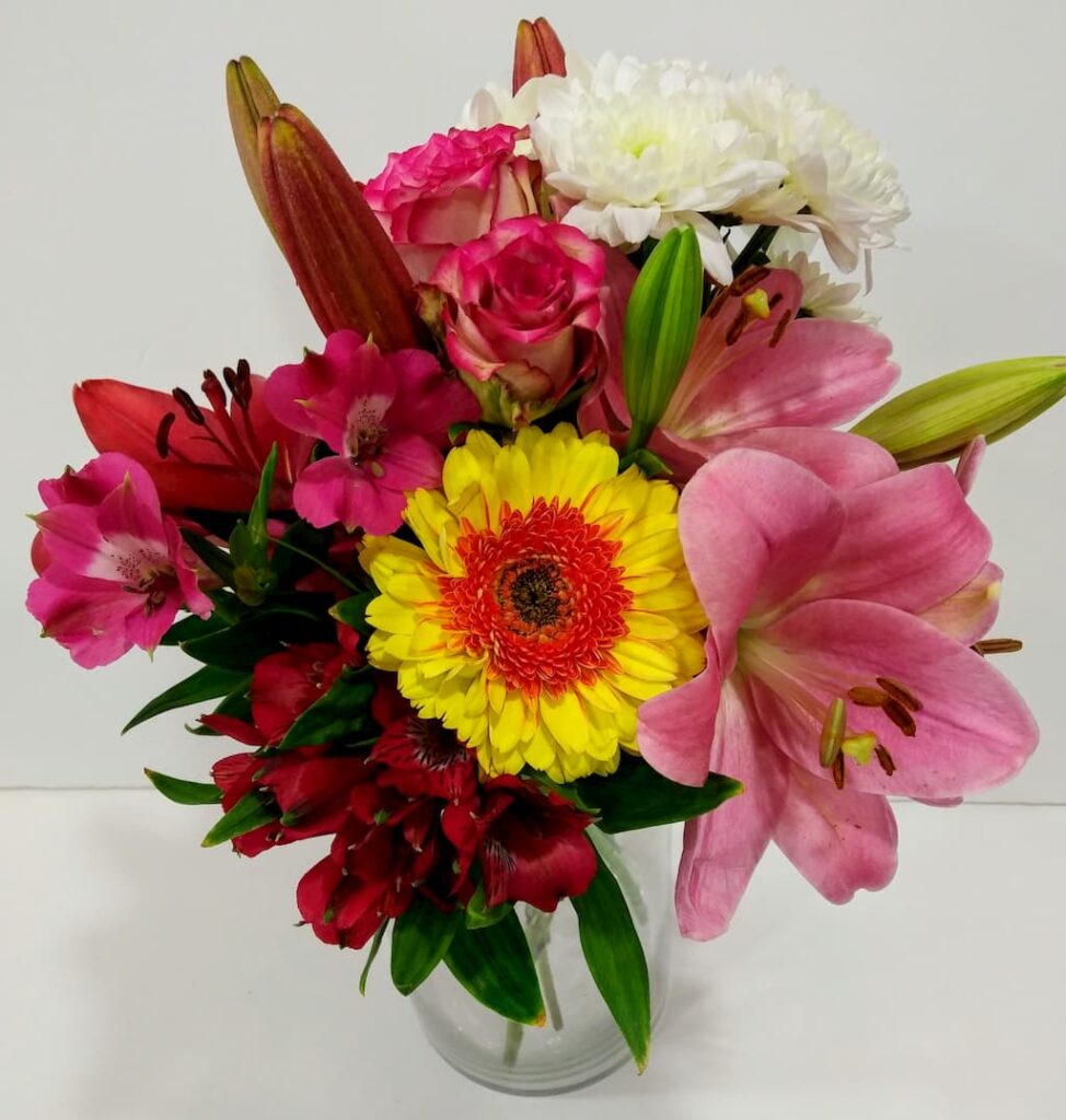 Μπουκέτο με λίλιουμ,τριαντάφυλλά,αστρομέριες,ζέρμπερες και χρυσάνθεμα Γενέθλια - Γιορτή - Επέτειος - Κοινωνικές εκδηλώσεις Ανθοπωλείο Test