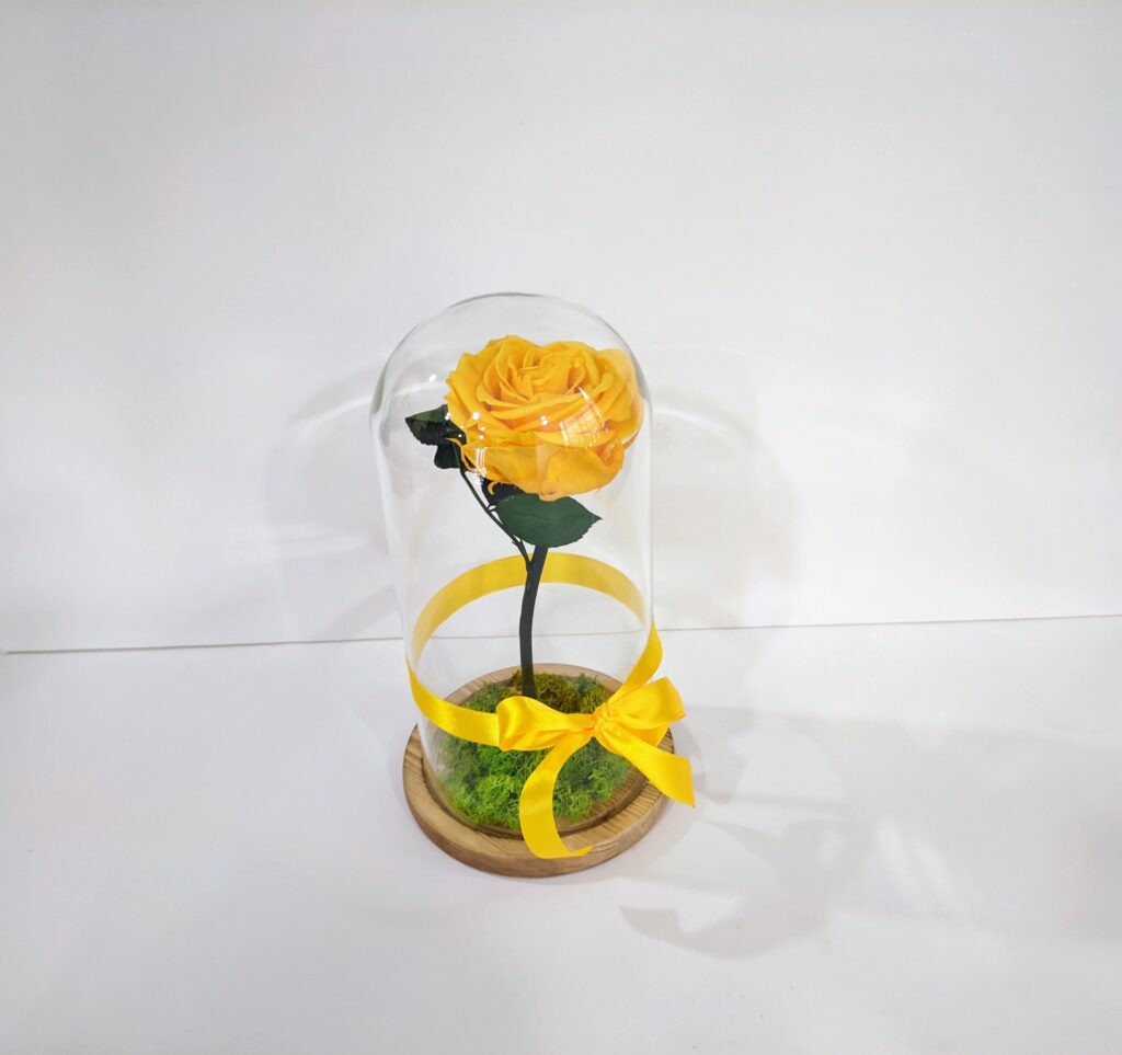 Forever Rose κίτρινο σε γυάλινη καμπάνα