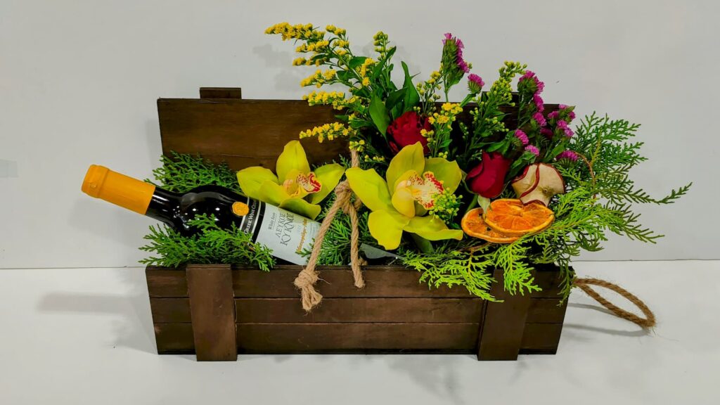 Ανθοσύνθεση με κρασί