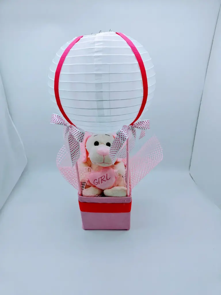 Χειροποίητο φωτιστικό αερόστατο 55cm ροζ